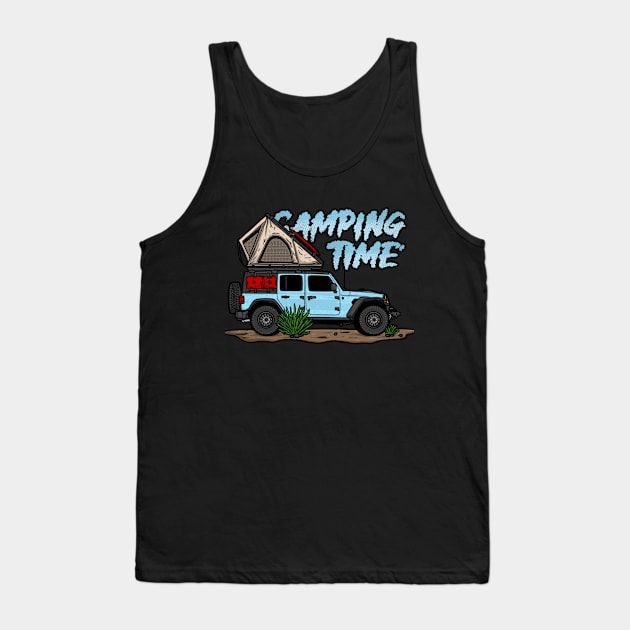 Jeep Design Camping Time - Light Blue Tank Top by 4x4 Sketch